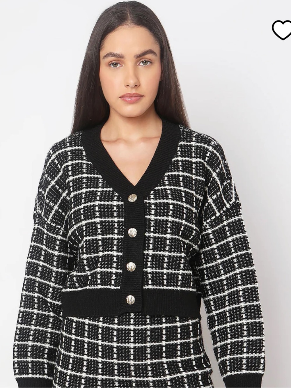 Vero Moda Black & White Button up Knit Cardigan